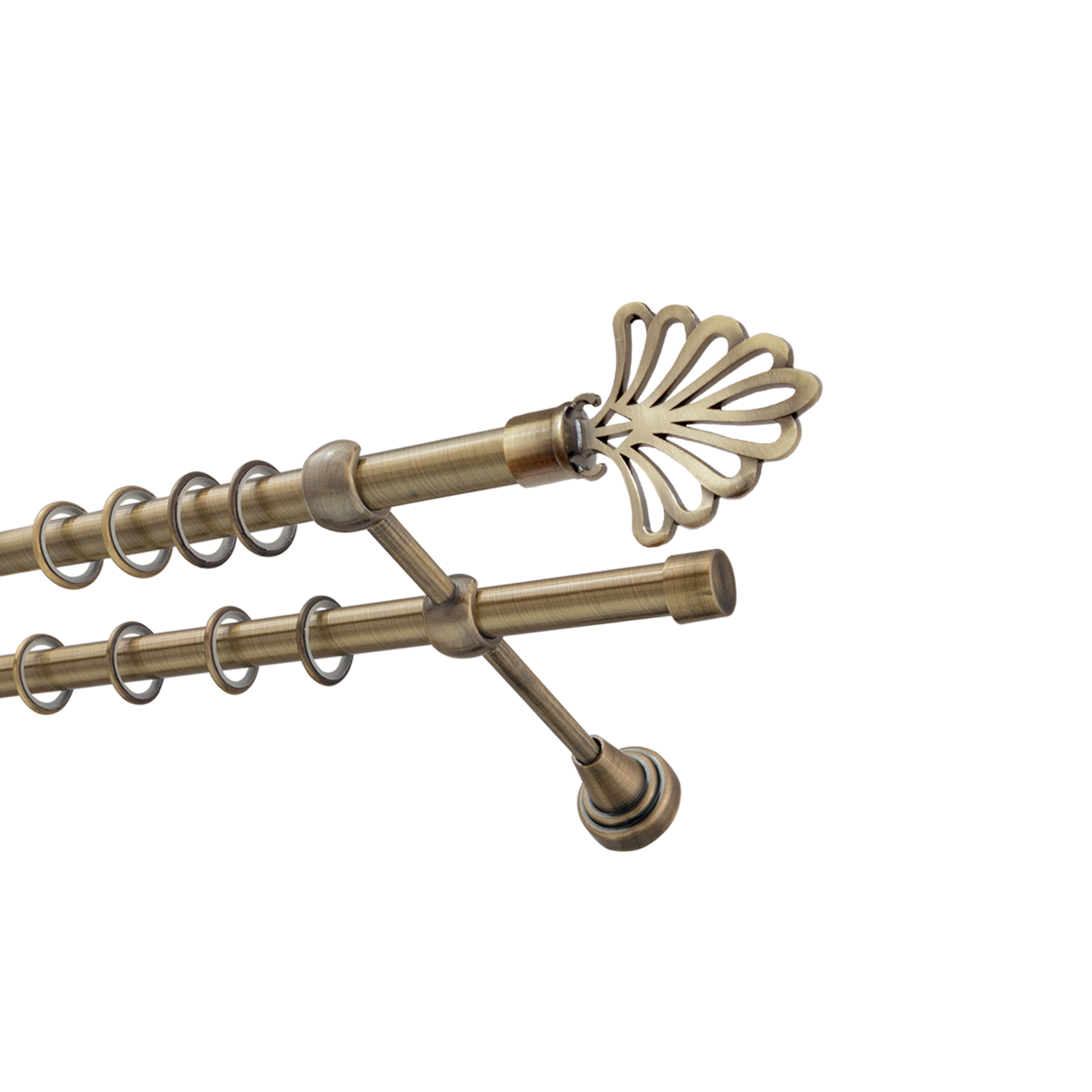 Металлический карниз для штор Бутик, двухрядный 16/16 мм, бронза, гладкая штанга, длина 300 см - фото Wikidecor.ru